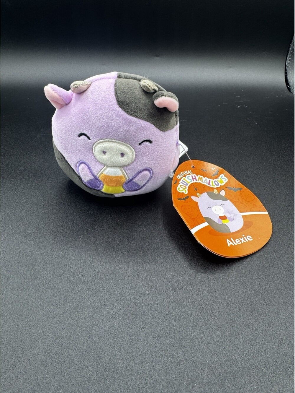 Squishmallows Alexie Halloween Cow Plush 4” Candy Corn Kellytoy Jazwares NWT